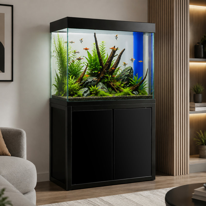 Réservoir d'aquarium rectangulaire, Noir, 50 gallons (H 51,2 po x l 31,5 po x P 14,2 po)