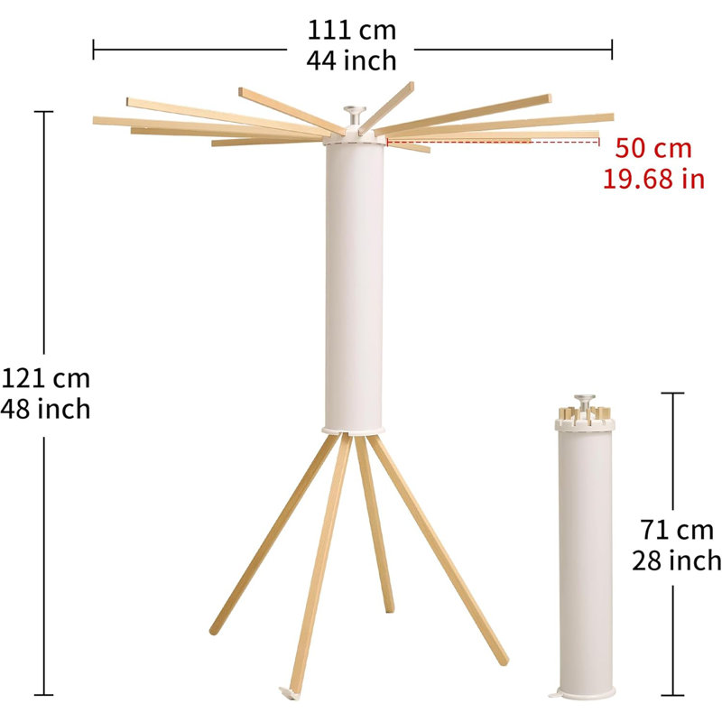 Séchoir à vêtements portatif, pliable Séchoir à vêtements avec 12 bras de séchage en bois