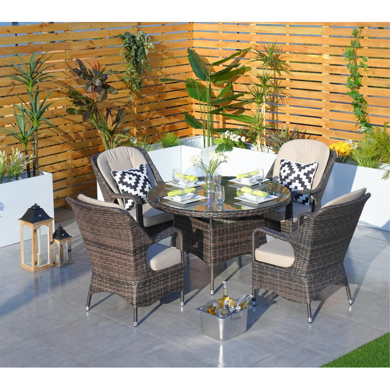 Ensemble repas 5 pièces avec coussins Anikha, Brun, Beige