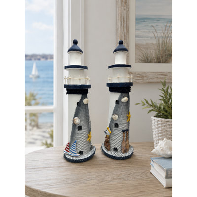 Ensemble de 2 phares avec décorations nautiques assorties