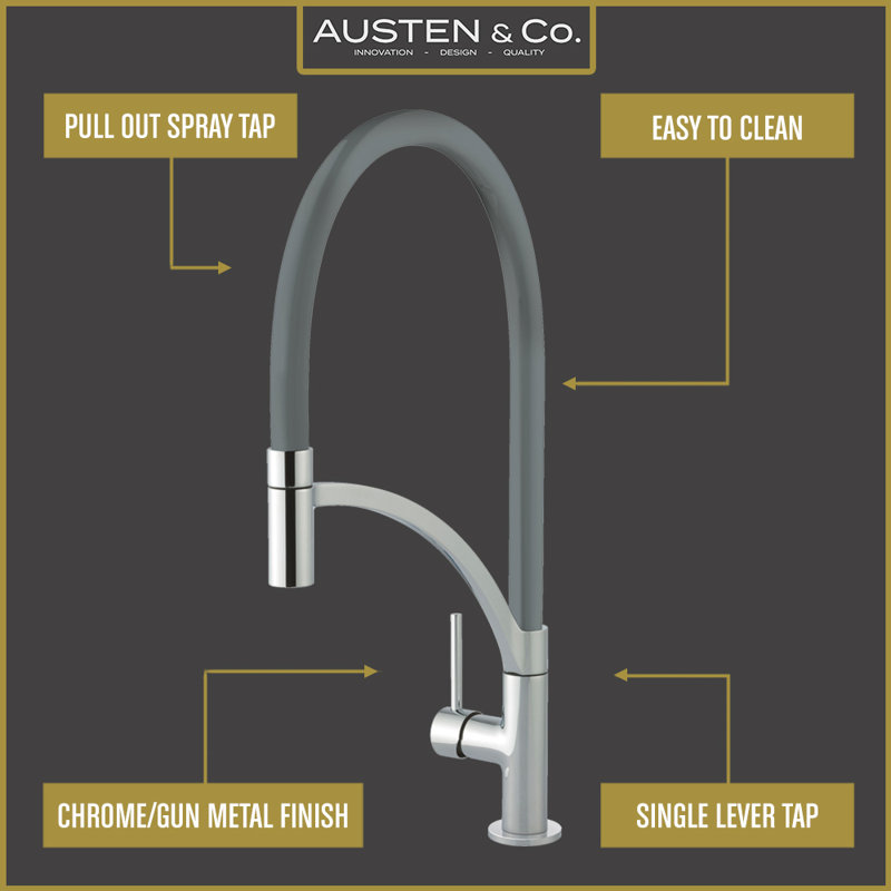 AUSTEN & Co. Kitchen Faucet, Chrome/Gunmetal