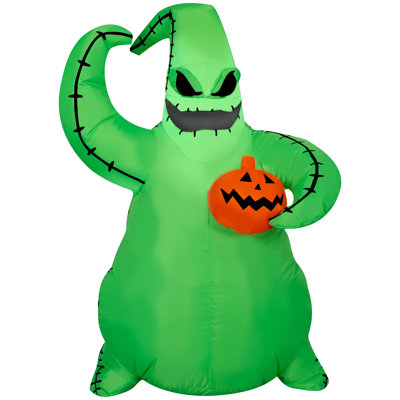 Airblown Green Oogie Boogie Holding Pumpkin Disney
