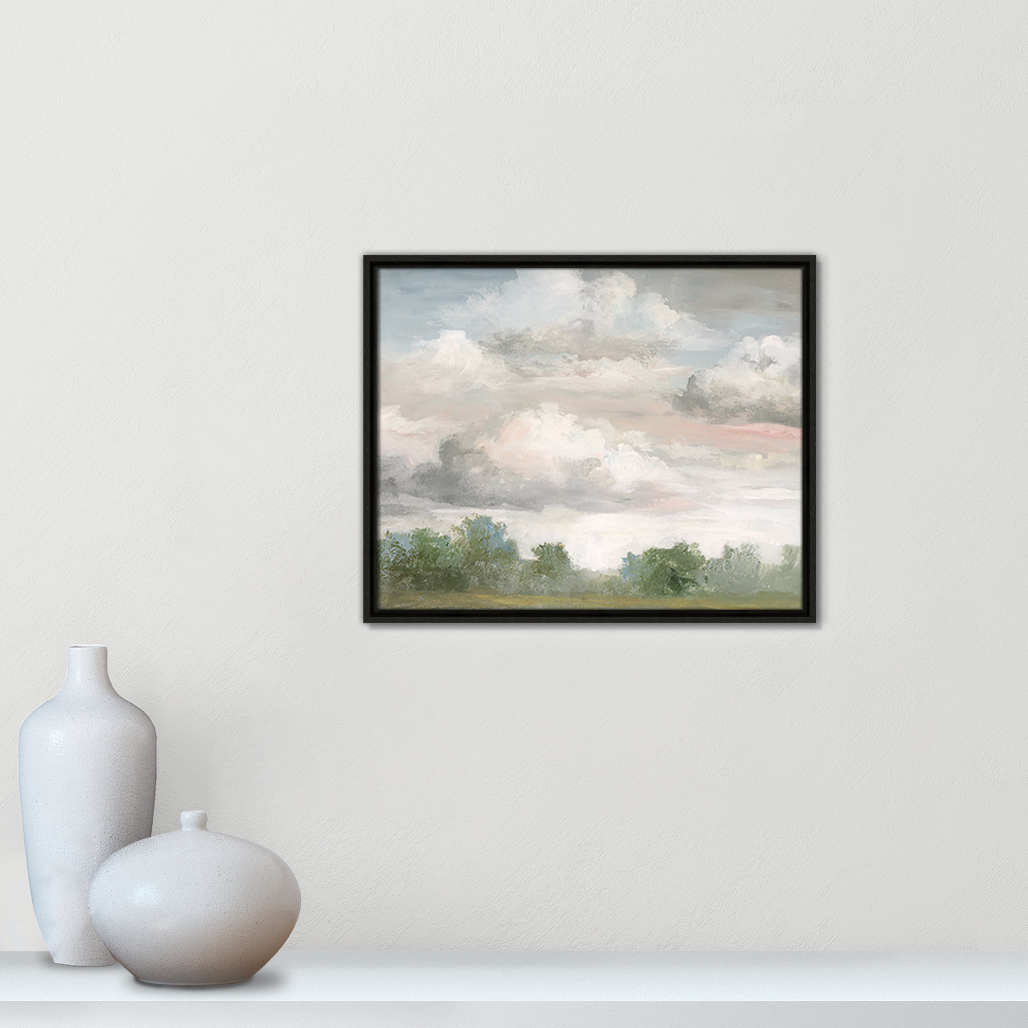 Pastel Morning Sky Framed On Canvas by Nan Print, 17.5" H x 21.5" W x 2" D, Espresso Framed