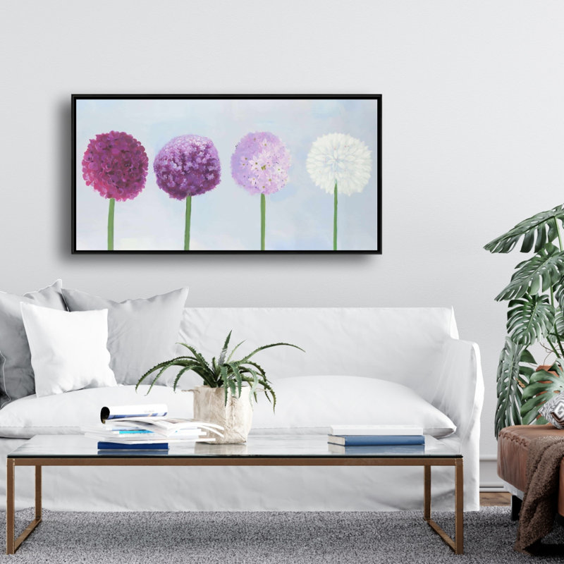 Dahlia Pompon - Romantic Framed Canvas for Home Decor