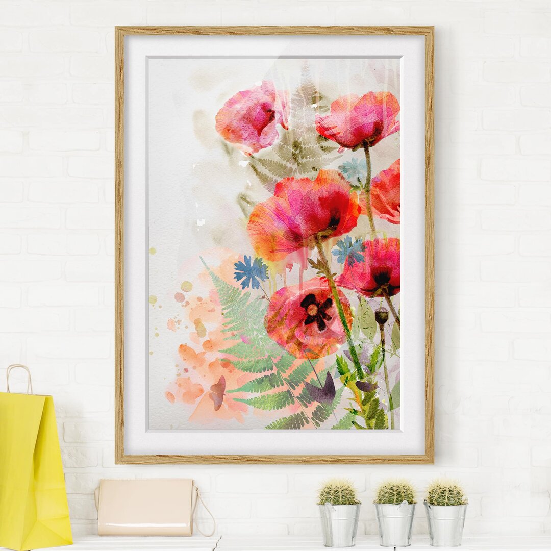 Gerahmter Kunstdruck Poppies Watercolour