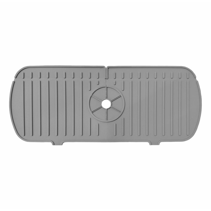 Grey Faucet Kitchen Self-Draining Sink Silicone Mat