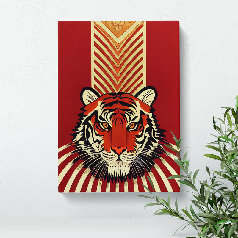 XC1022-4673X Tiger Art Nouveau No.1 - Print on Canvas, Wrapped Canvas, 76cm H x 50cm W x 3cm D