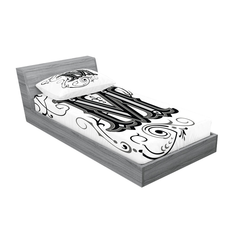 Drap-housse et coussin décoratif Ambesonne, Ensemble de draps pour lit simple très long + 3 p