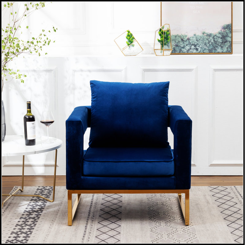 Chaise avec accoudoirs rembourrée Lenola, Bleu