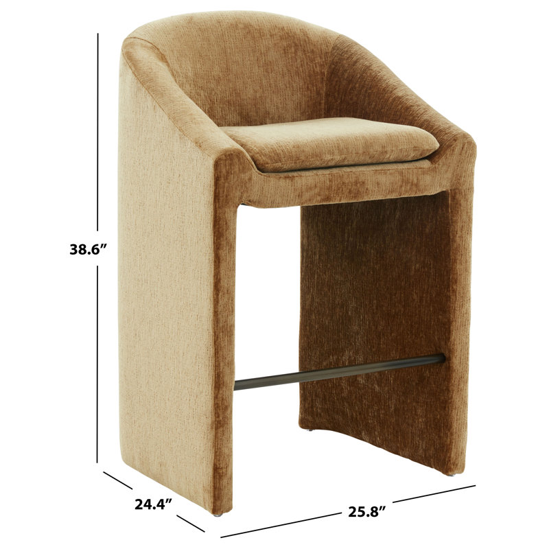 Kagan Chenille Counter Stool, Bar Stool (30.7" Seat Height), Amber