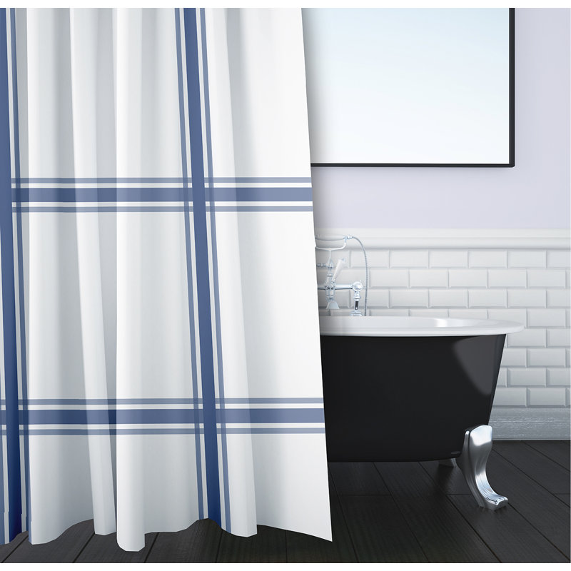 Rideau de douche simple à motif géométrique Lumri, Bleu