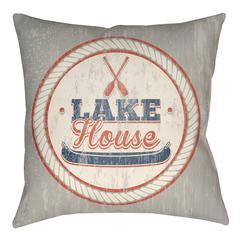 Litchfield Lake Reversible Throw Pillow, 22" H x 22" W, Onyx Black/Poppy Red
