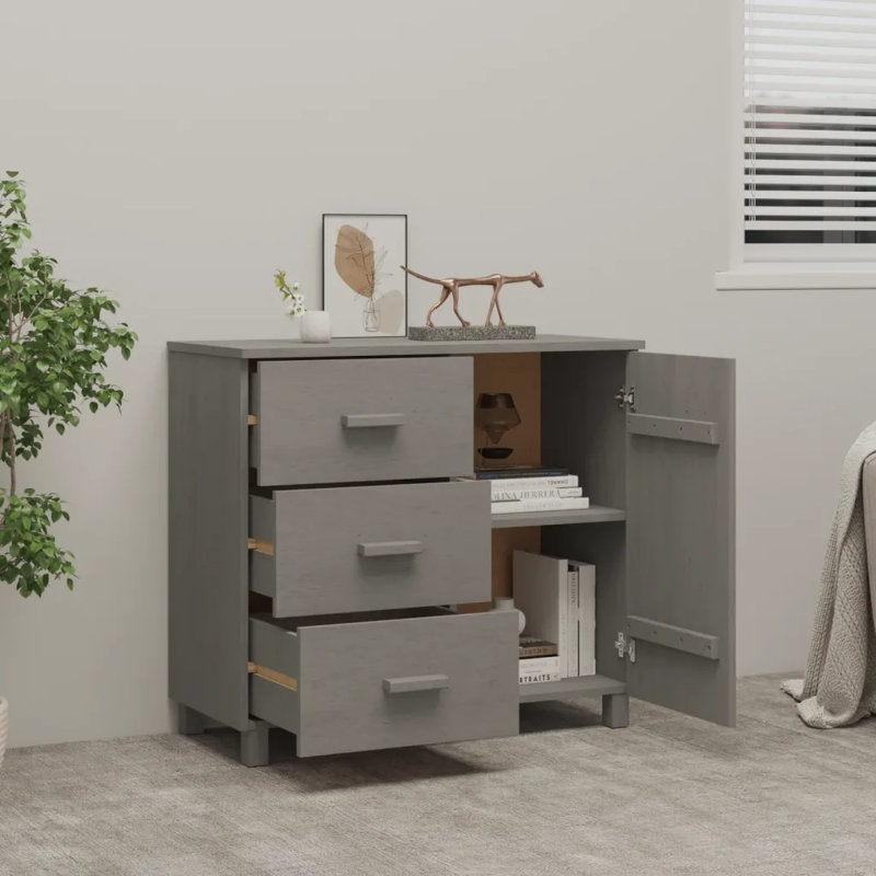Haydyn 90cm Solid Wood Sideboard, Light Grey