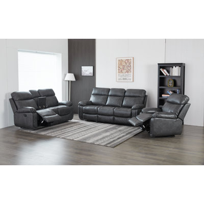 3-Piece Manual Reclining Living Room Set With Cup Holders