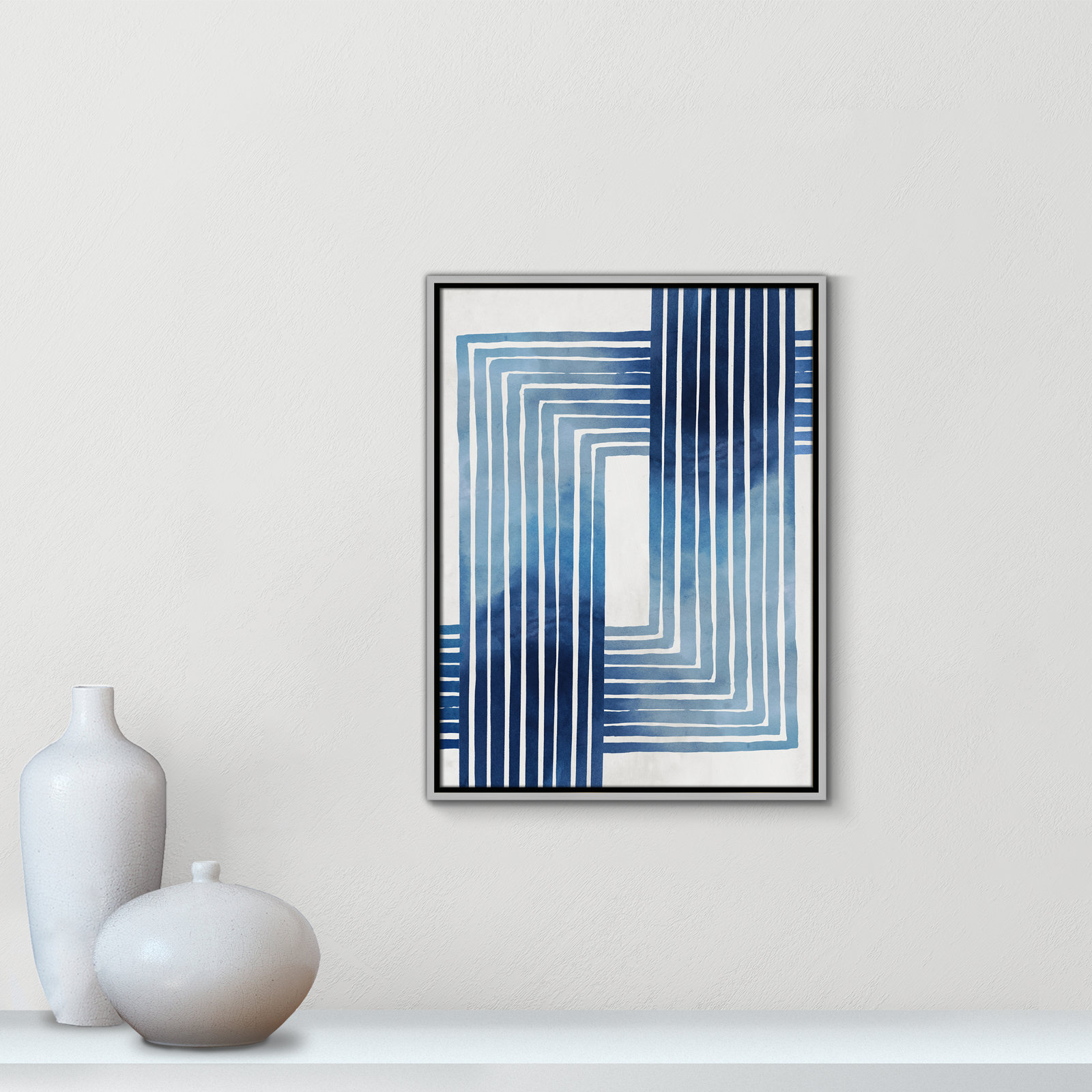Lanny "In Unison" Painting by Eva Watts, Silver Framed Canvas, 25.5" H x 19.5" W x 2" D