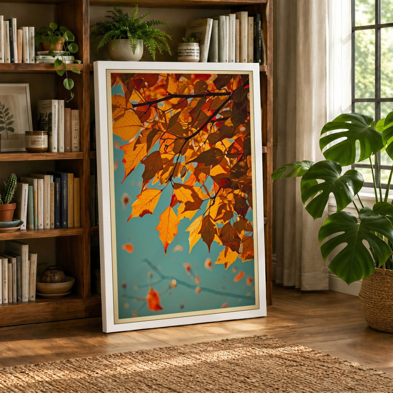 Autumn Leaves Falling Japandi - Wrapped Canvas, 36x24 - 91.4 x 61.0 cm, White Border