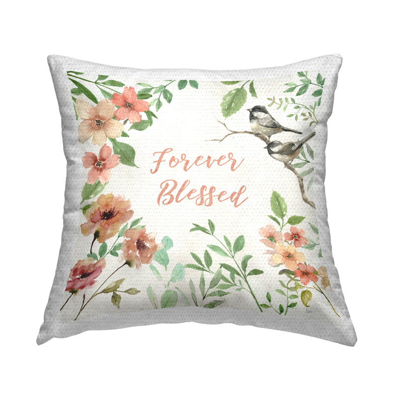 Coussin décoratif à imprimé floral Forever Blessed
