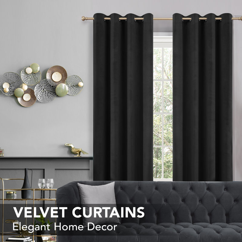Zmari Blackout Curtain Pair, 52" W x 84" L, Black