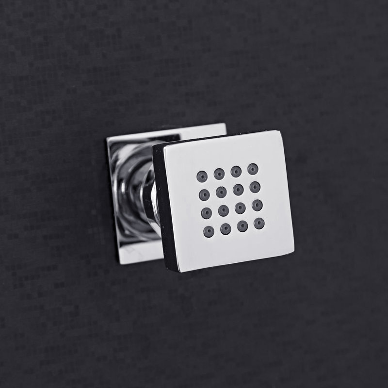 Système de douche à jets de massage thermostatique Juno, robinet de douche à jet de pluie, finition chromée