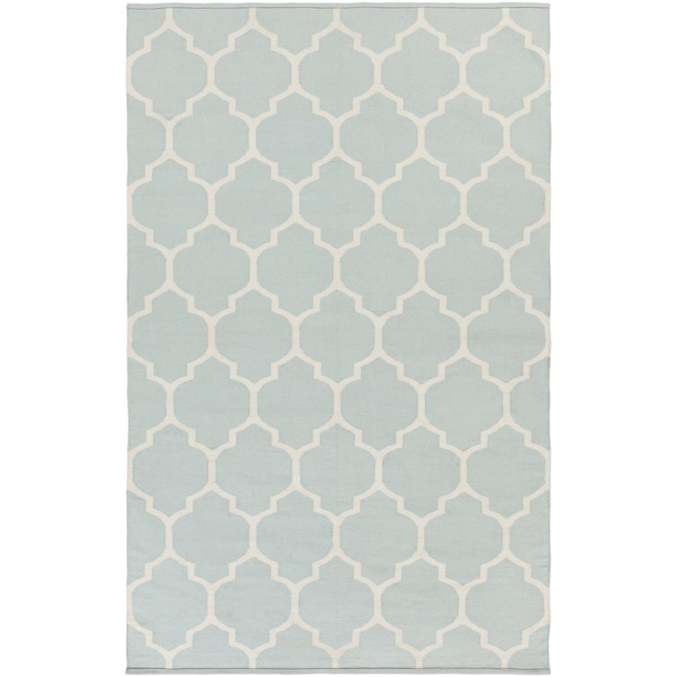 Tapis turquoise en coton tissé à plat à la main Bethy