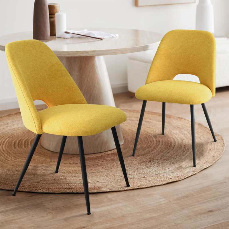 Tapscott Upholstered Fabric Side Chairs, Polyester Blend Yellow 
