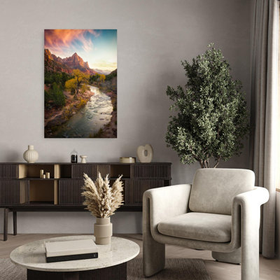 Zion National Park Abstract Contemporary Autumn Landscape Wall Art Print 1 Piece Wrapped Canvas Wall Art