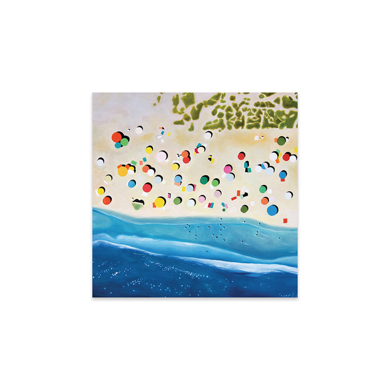 Reproduction sur plage en acrylique de la plage de Malaga, H 24 po x l 24 po x P 0,25 po