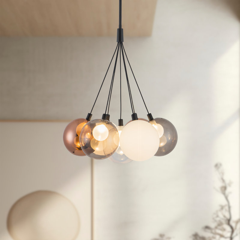 Bolla 17-in Gold dimmable LED Chandelier, Matte Black