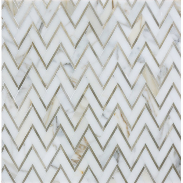 3" x 4" Marble Chevron Mosaic Wall Tile