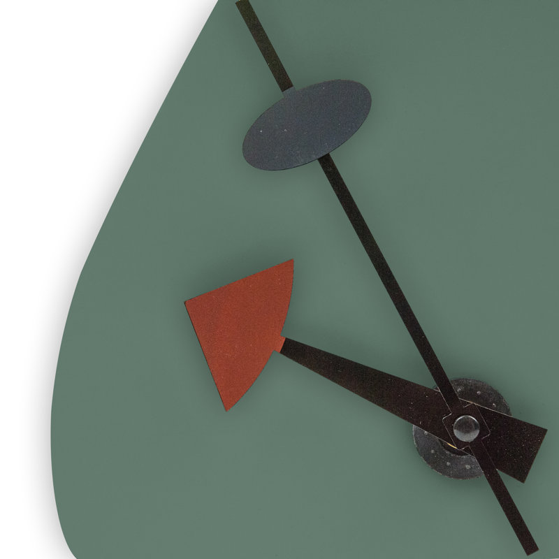 Ullyot MDF Wall Clock with Aluminum Hands and Silent Non-Ticking Teardrop Shaped Design, Ocean Green, 15''W x 9''H x 1''D