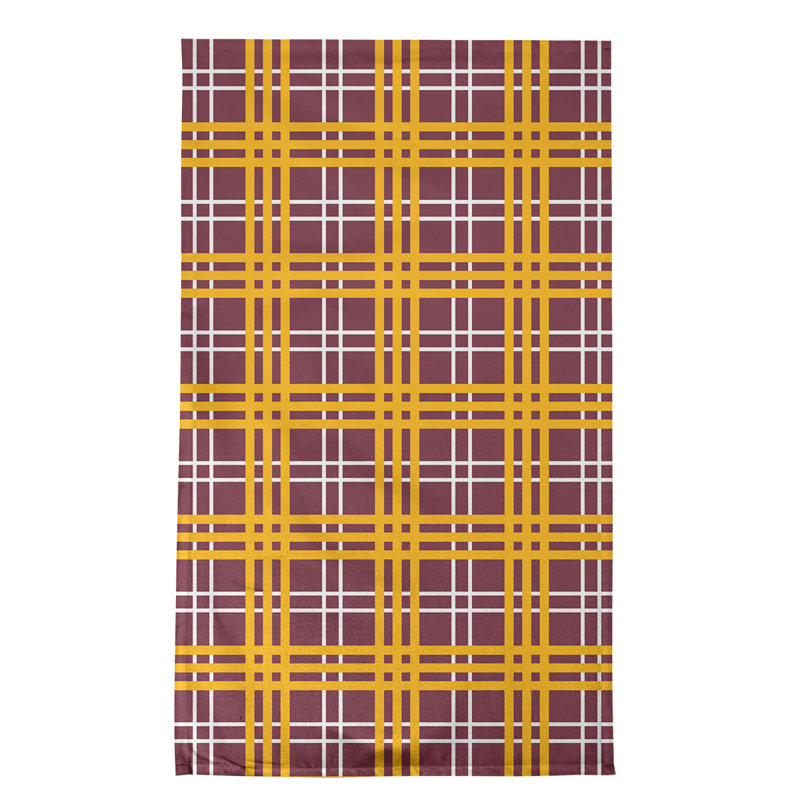 Plaid Tea Towel Kitchen Towel, Cotton Blend, Sangria/Yellow/White