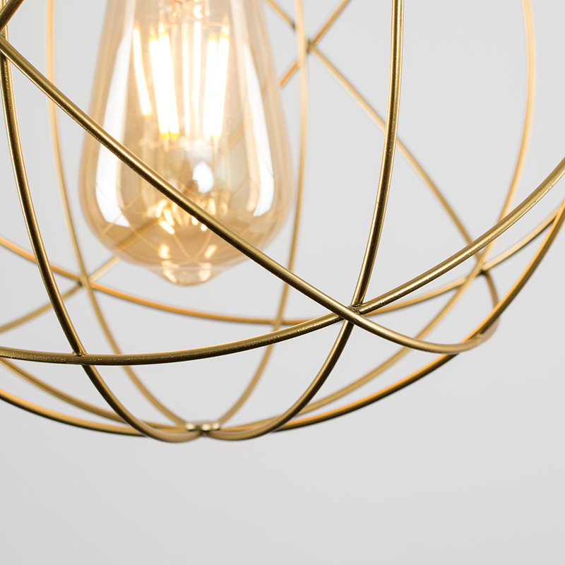 Rutherford 24.5cm H Metal Round Pendant Shade ( Clip On ), Gold, Yes
