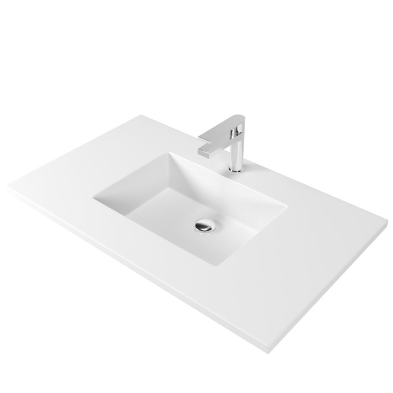 Plateau de meuble-lavabo simple 36 po avec lavabo, Simple, Blanc
