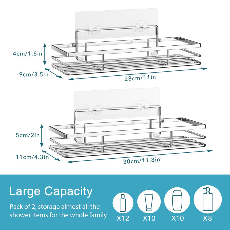 Balon Wall Shower Caddy, Light Silver