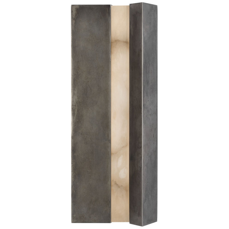 Anne-Marie Barton Austera 32" Sconce with Alabaster, Mottled Pewter, 20" H x 8" W x 3.25" D