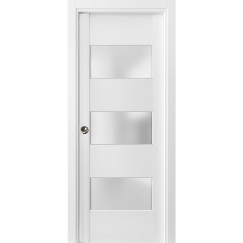 Porte blanche en verre givré Lucia, 36 po x 84 po