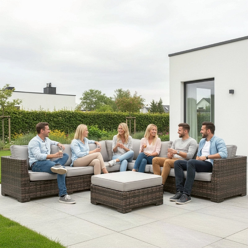 Canapé modulaire réversible en osier entièrement assemblé pour patio extérieur