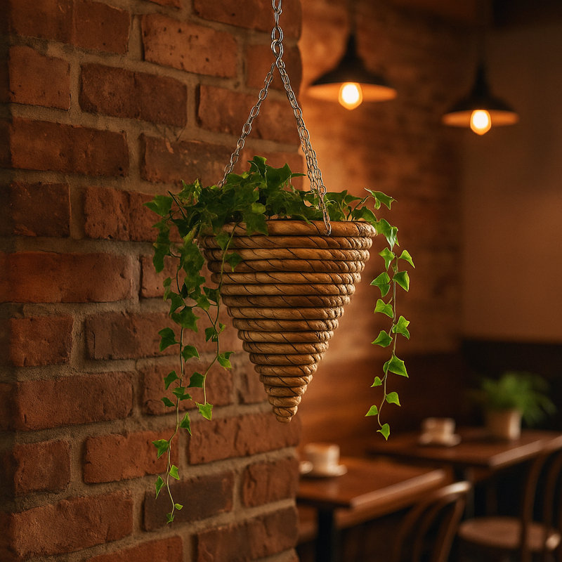 Green Blade Rope Cone Hanging Basket - 30cm - Outdoor Garden Planter Camdenton