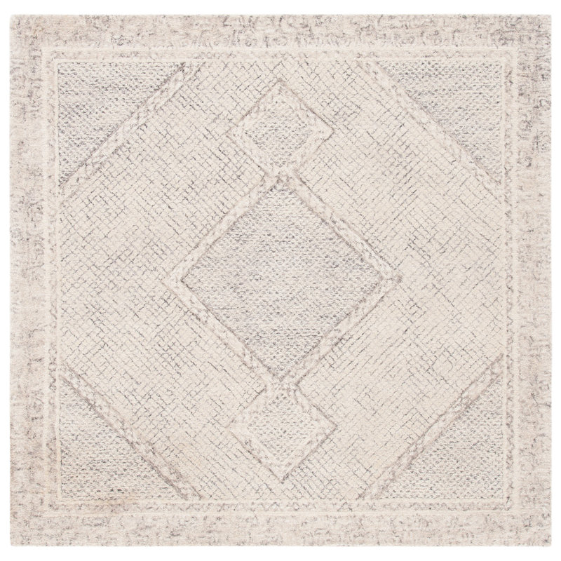 Conroy Hand Tufted Wool Geometric Rug, Square 6'