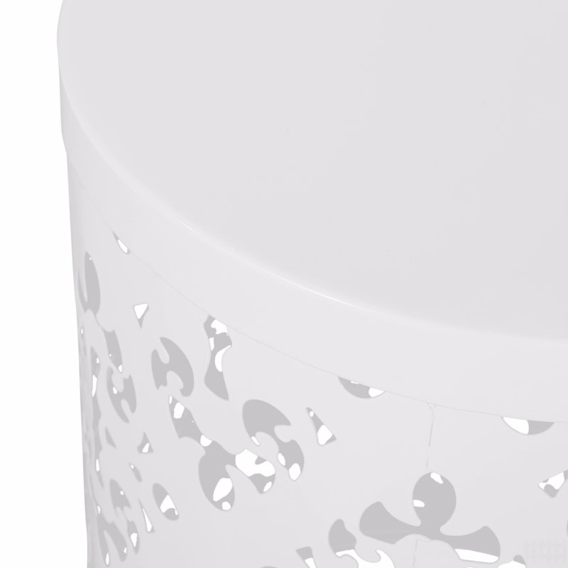 Outdoor Metal End Table, White