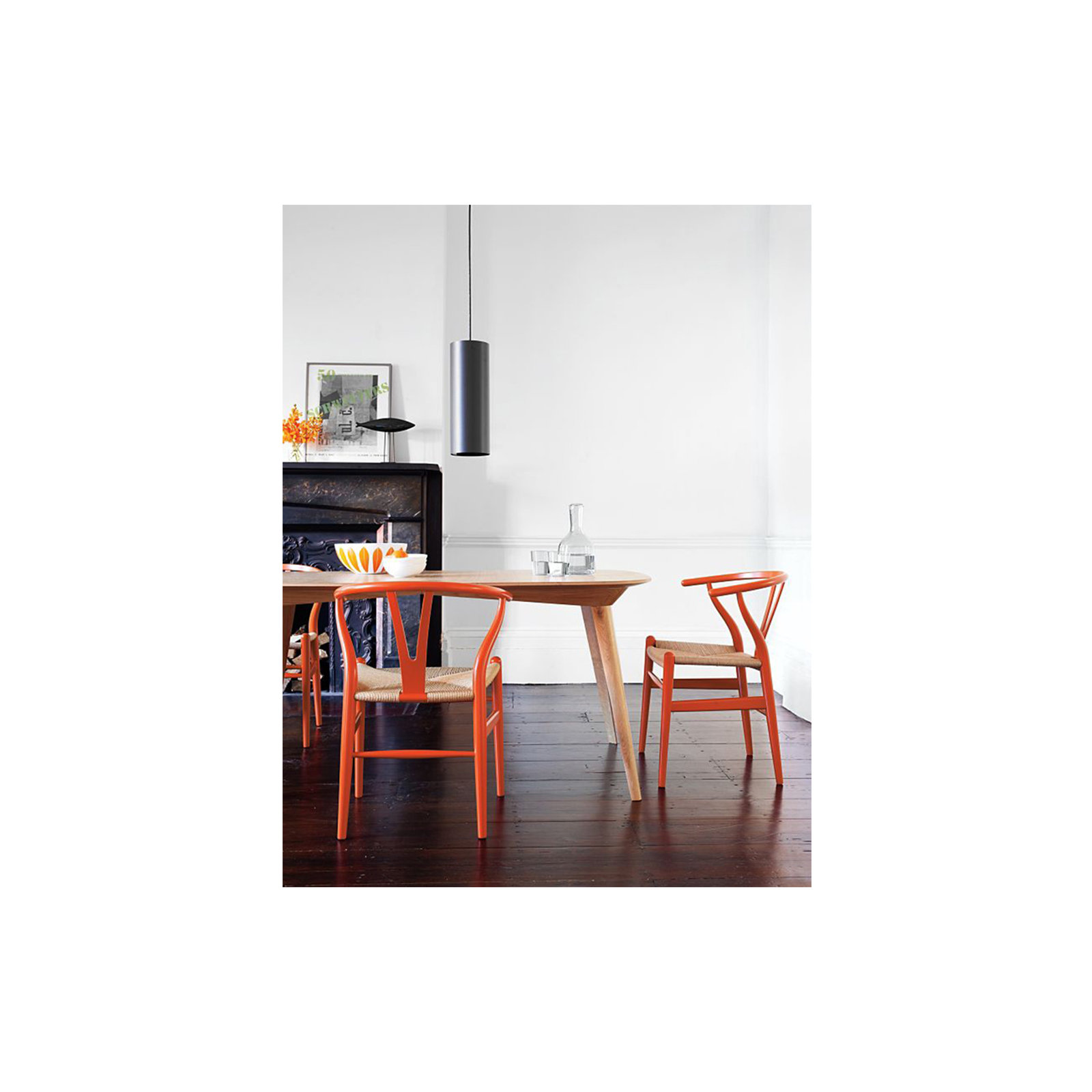 Baruti Wooden Wicker Dining Chair, Orange/Beige
