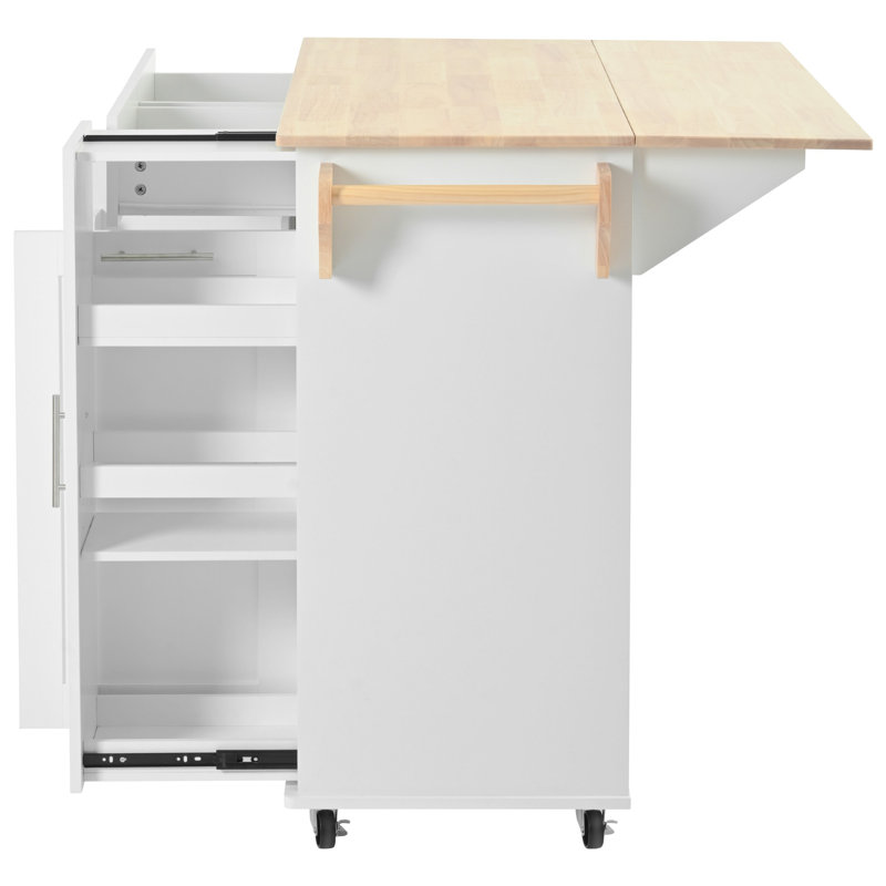 Îlot de cuisine avec abattant, chariot de rangement de cuisine avec organisateur à 3 niveaux, support de rangement interne, chariot de cuisine sur roulettes avec porte-serviettes, 2 tiroirs, pour la cuisine