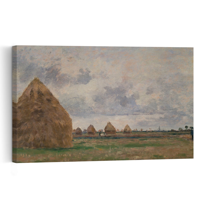Paysage avec meules de foin, 1873, impression d'art mural d'architecture paysagère contemporaine impressionniste