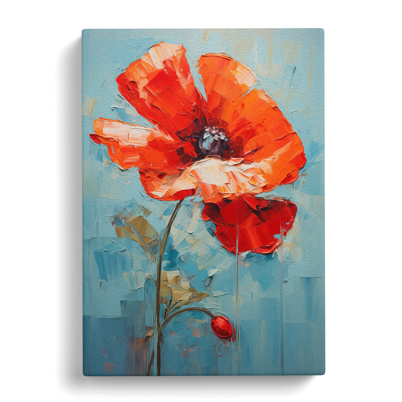 Poppy Flower Impressionism - Wrapped Canvas Print, 76cm H x 50cm W x 3cm D