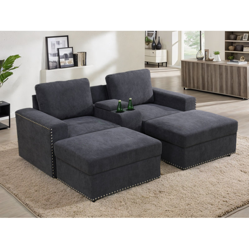 Canapé modulaire rembourré 5 pièces Huxley, Flanelle grise