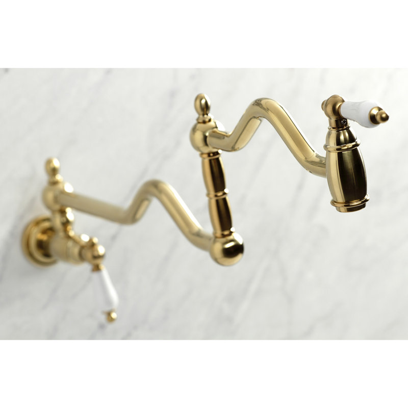 Kingston Brass Heritage Two-Handle 1-Hole Wall Mount Pot Filler Faucet