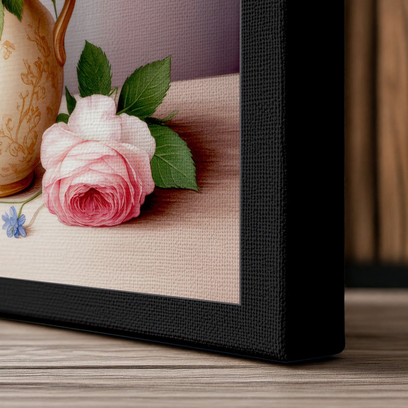 Peaceful Floral Abundance Botanical - Wrapped Canvas, 30x20 - 76.2 x 50.8 cm, Black Border