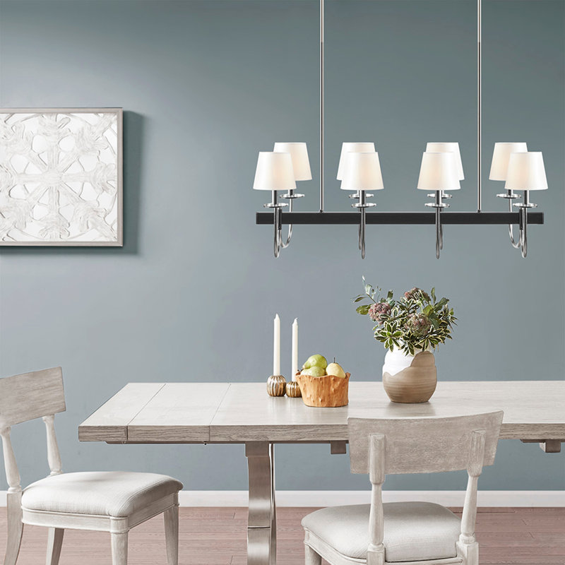 Lustre traditionnel 8 lumières avec abat-jour tambour