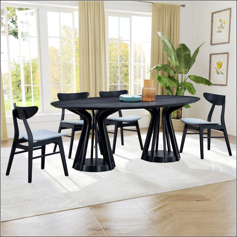 Table de salle à manger moderne 78,74 pouces Ellipse, Noir