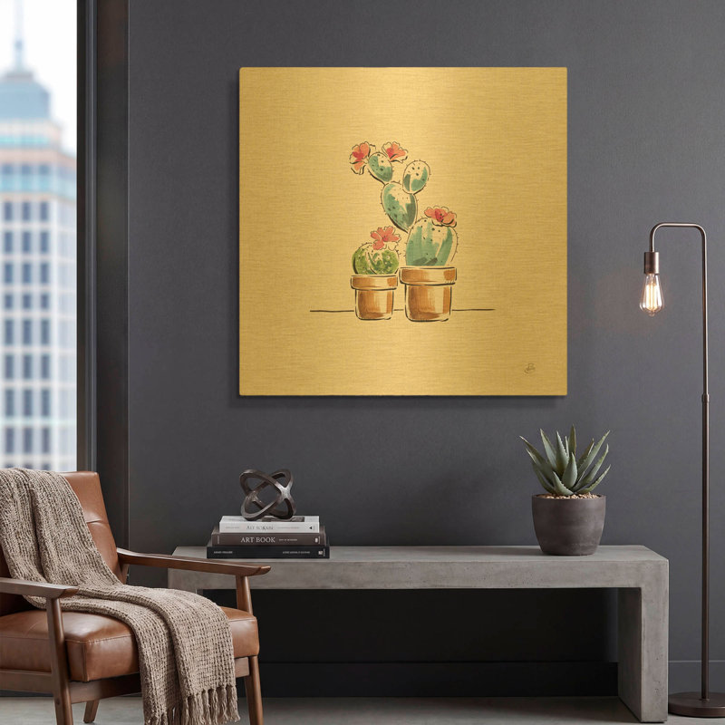 «Desert Bloom V» par Daphne Brissonnet, art mural en métal doré, 36 po x 36 po, 36 po x 36 po